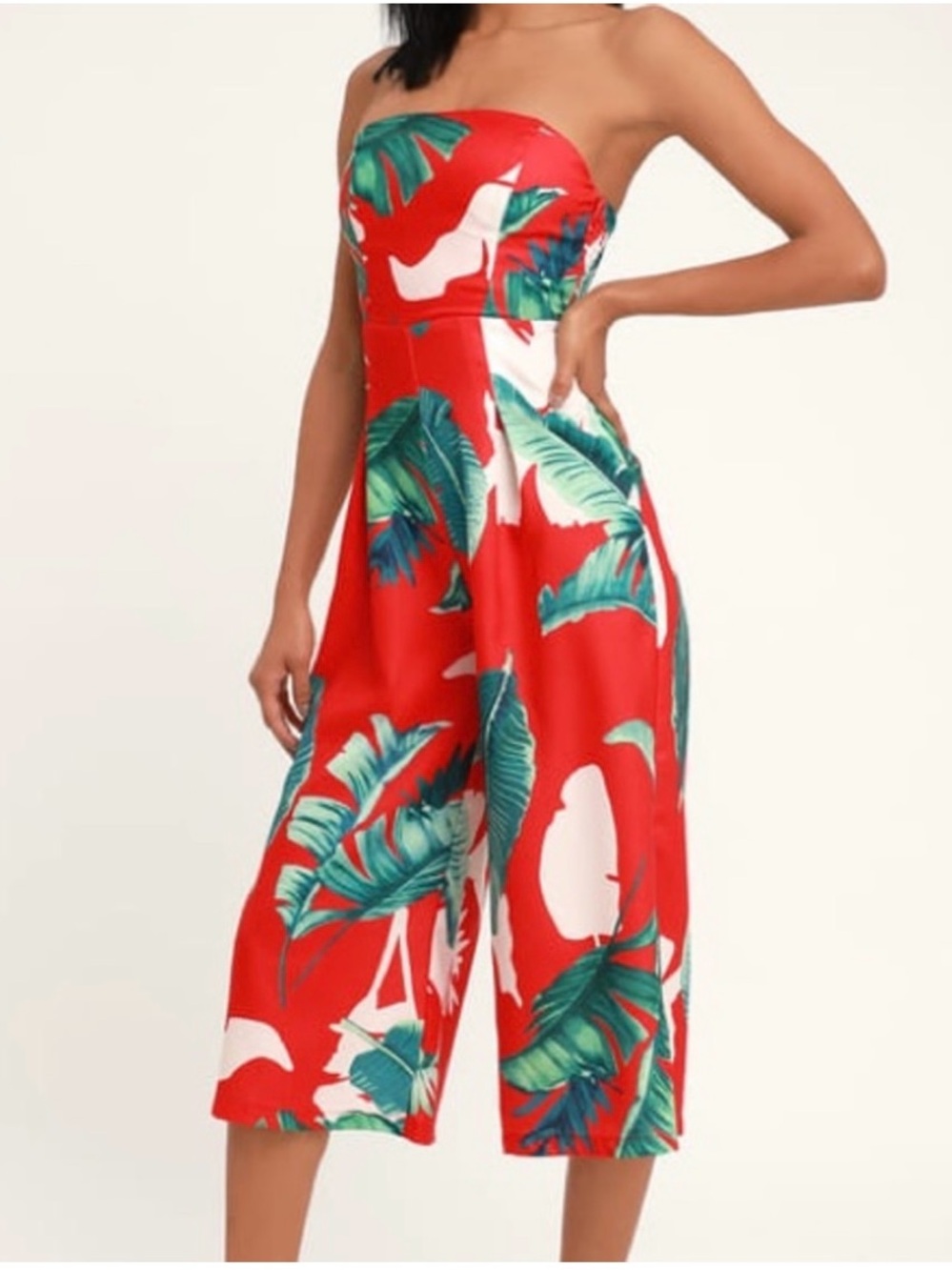 Lulus Rainforest Blooms Strapless Midi Jumpsuit Size Large NWT